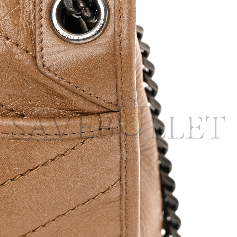 YSL NIKI MEDIUM CHAIN BAG IN CRINKLED VINTAGE LEATHER 6331581205076 (28*20*8.5cm)